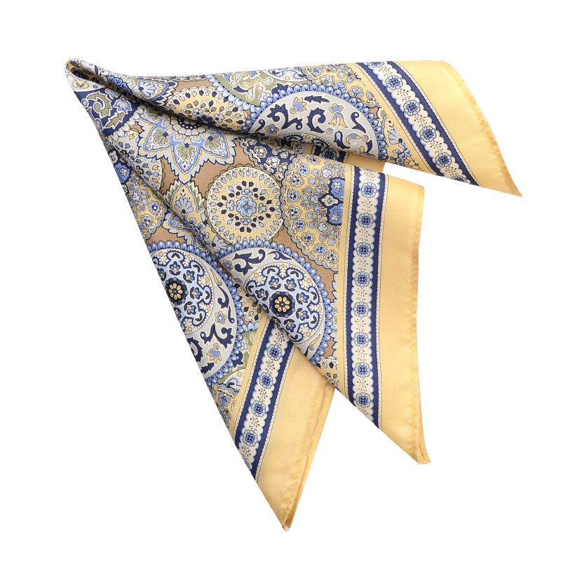 Hamocigia Wholesale Handmade Paisley Silk Custom Print Pocket Squares for Men