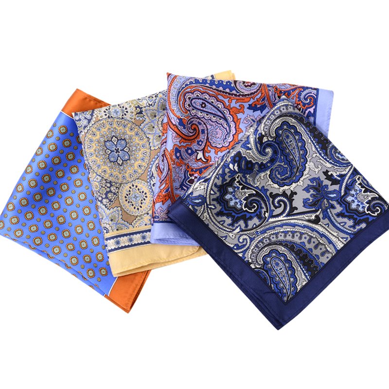 Hamocigia Wholesale Handmade Paisley Silk Custom Print Pocket Squares for Men