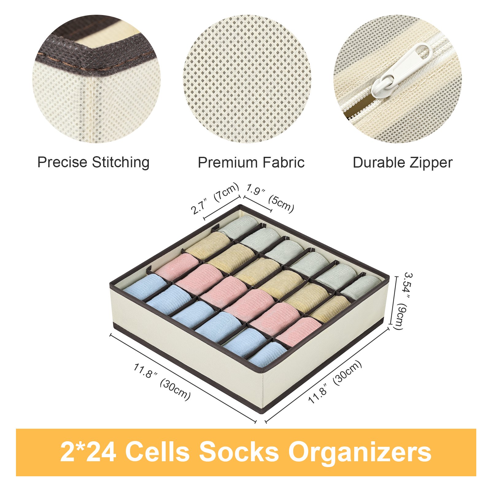 24 Cell Closet Storage Organizer Underwear Drawer Organizer Divider Organizer Storing Sock Holders for Handkerchiefs Ties Belts