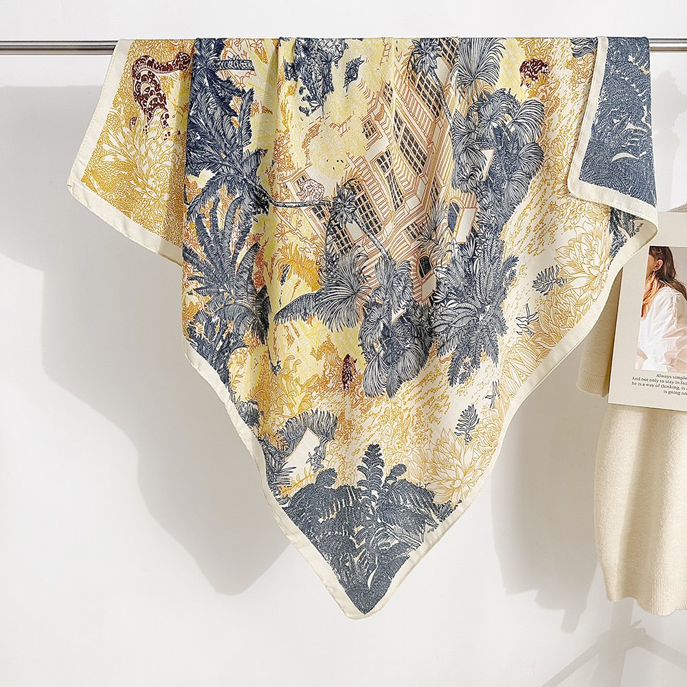 Wholesale Ladies printed viscose cotton square scarf high quality 90*90cm women Silk Velvet neck scarf square head hijab