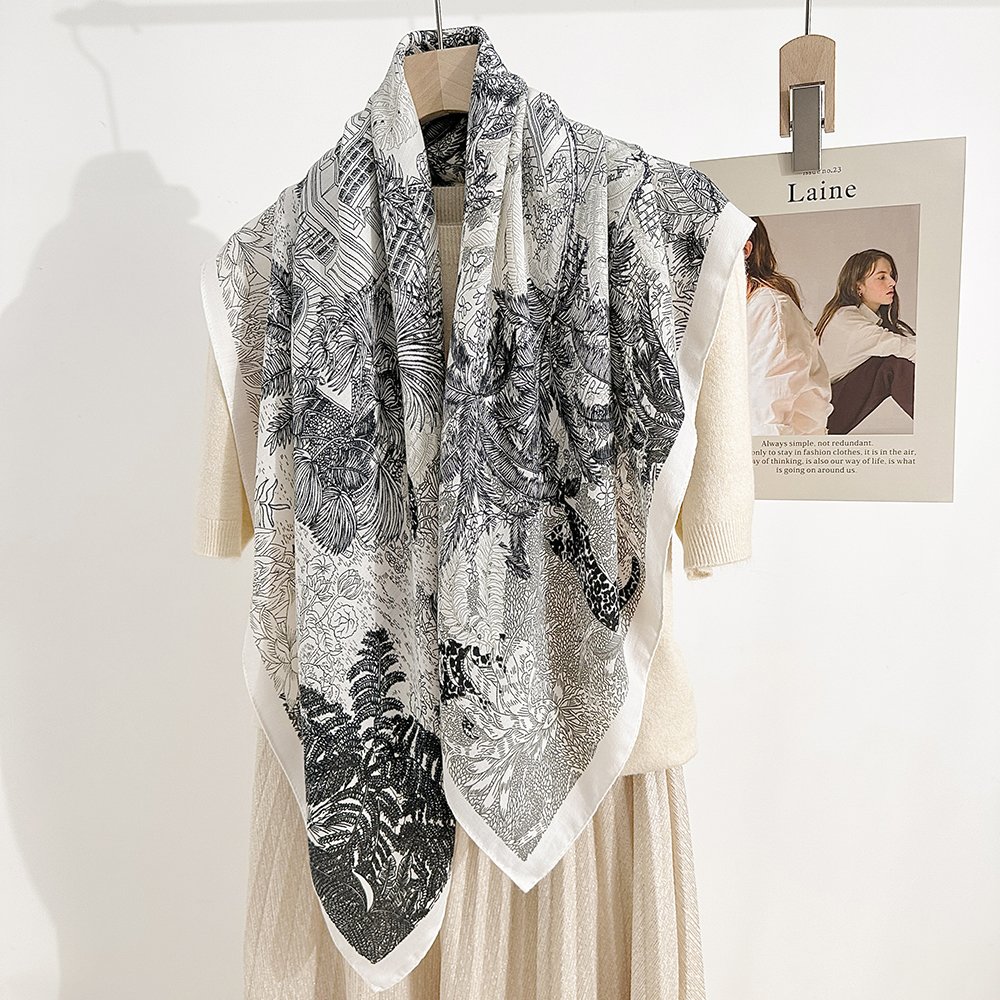 Wholesale Ladies printed viscose cotton square scarf high quality 90*90cm women Silk Velvet neck scarf square head hijab