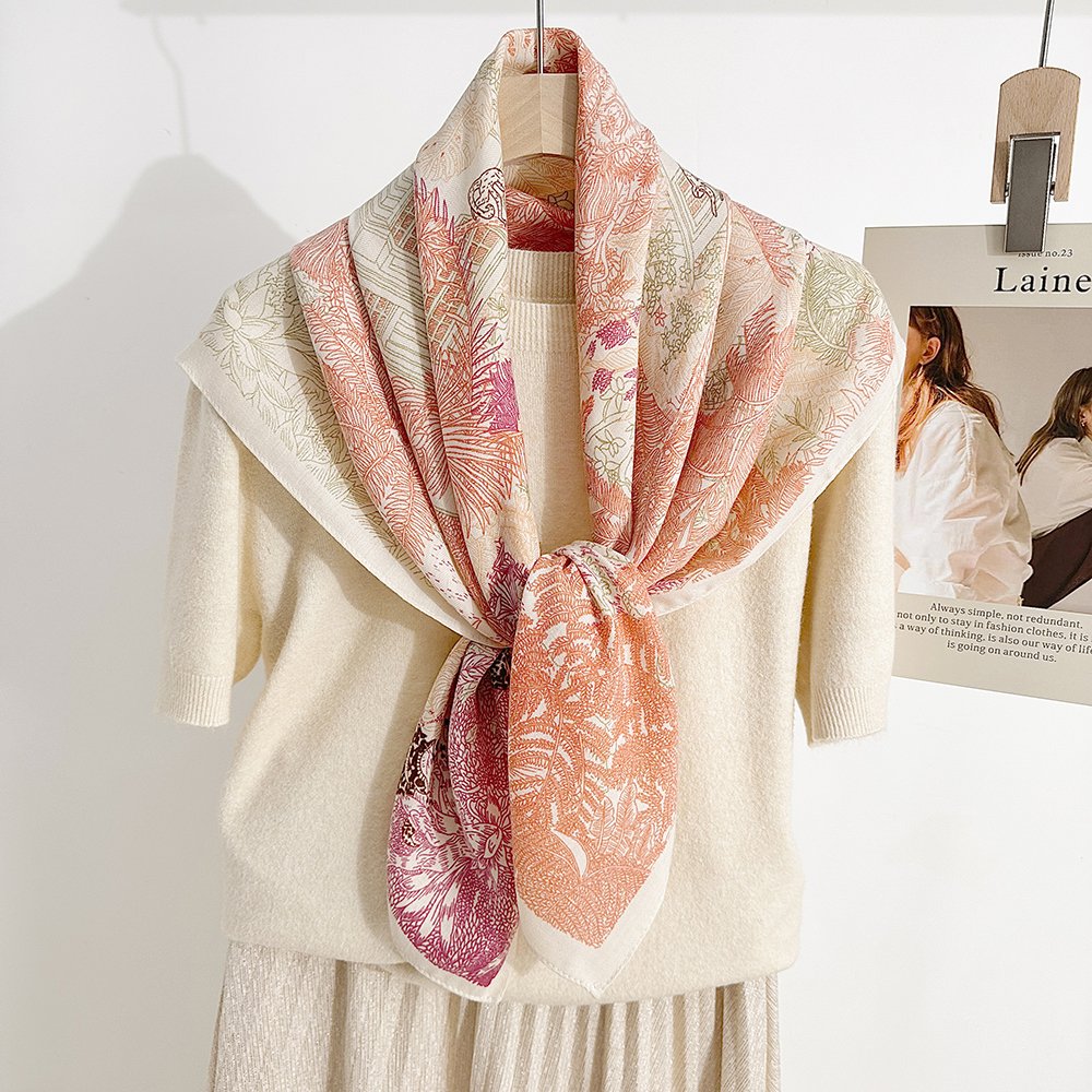 Wholesale Ladies printed viscose cotton square scarf high quality 90*90cm women Silk Velvet neck scarf square head hijab