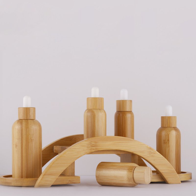 Custom Logo 15ml 30ml Bambo Dropper Bottle Perfume Essential Oil Glass Bottle /Bamboo Shell Essential Oil Bottle Bamboo Dropper