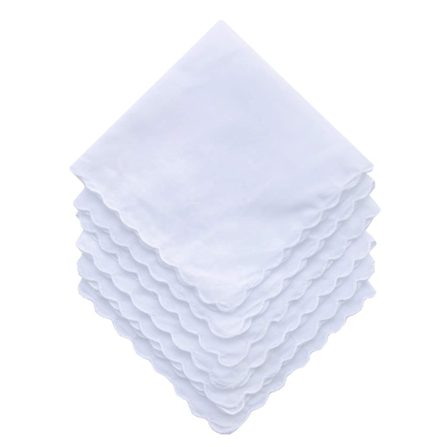 wholesale custom scalloped cotton Embroidered Hankie Gift for Grandma Wedding Handkerchief