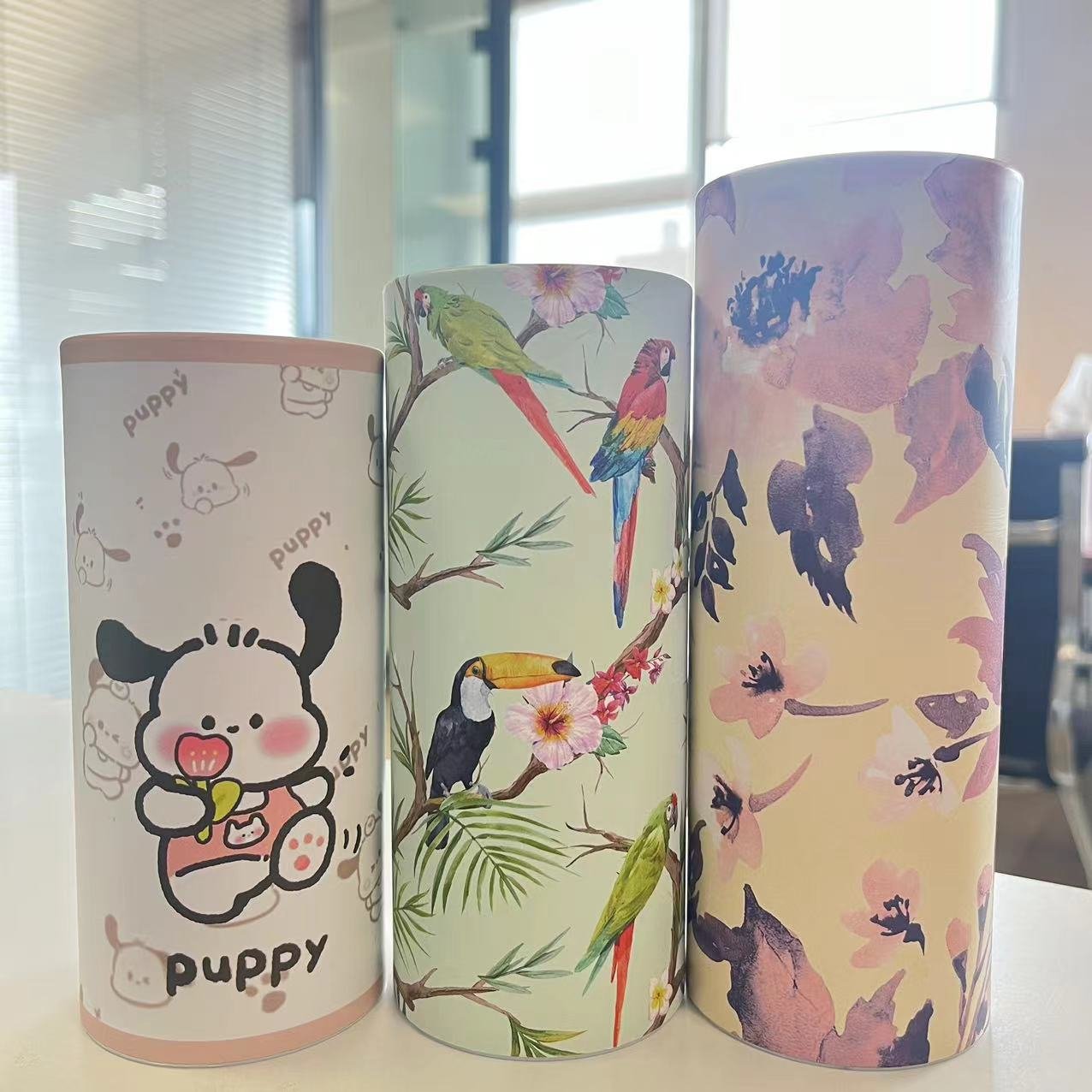Free Custom Print Recycled cylinder Tube tissue Box Virgin Wooden Pulp Car Facial tube Tissue with Plastic Bottom Custom Logo