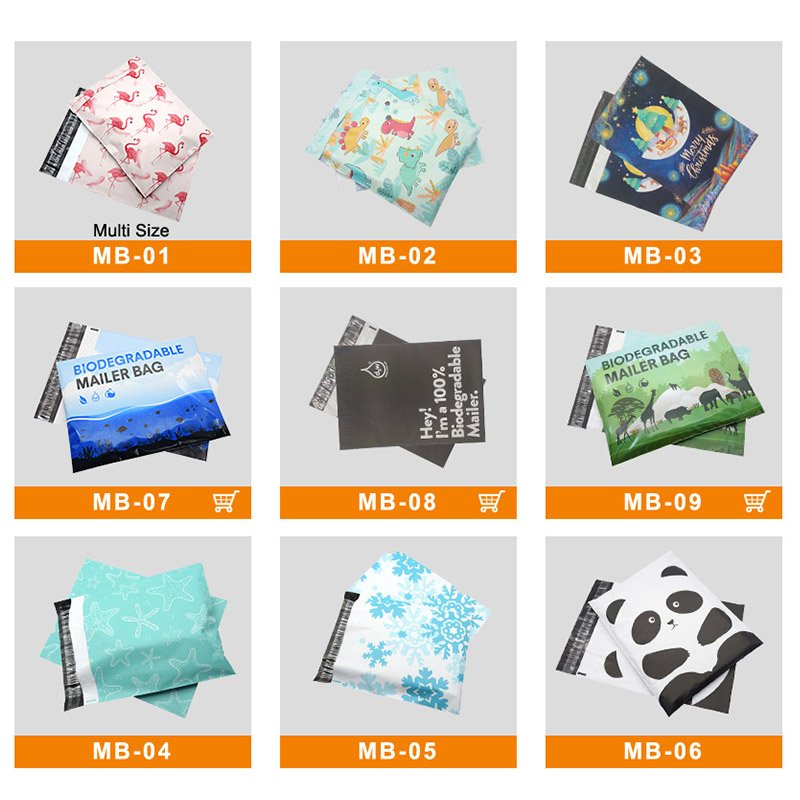 Customize various sizes of biodegradable pouches, custom logo mail express envelopes, plastic bags