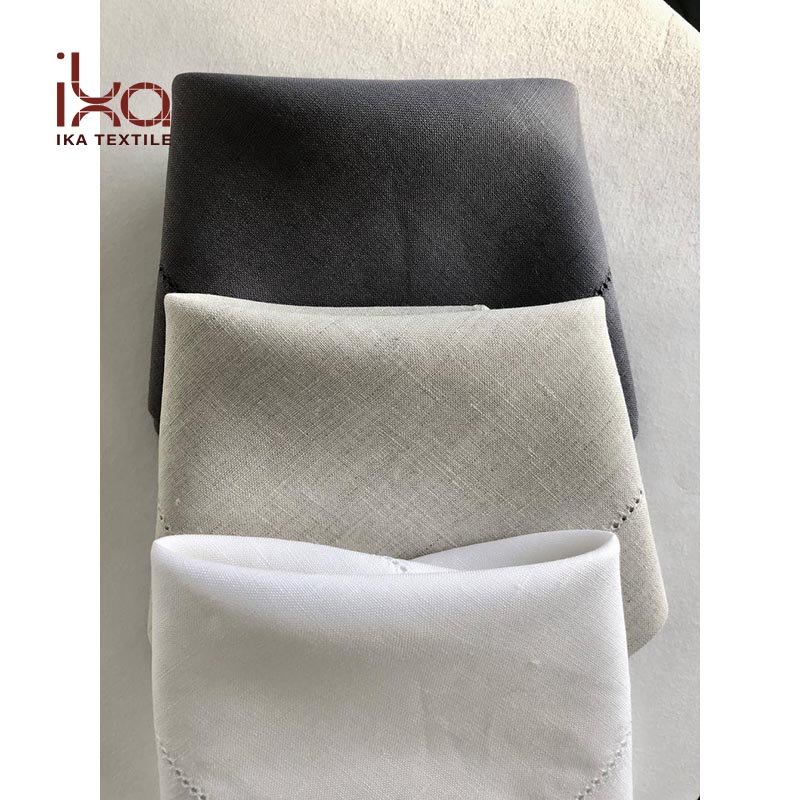 Dinner Restaurant Hemstitch Handkerchief Cloth Embroider Monogram White Linen Fabric Table Napkin