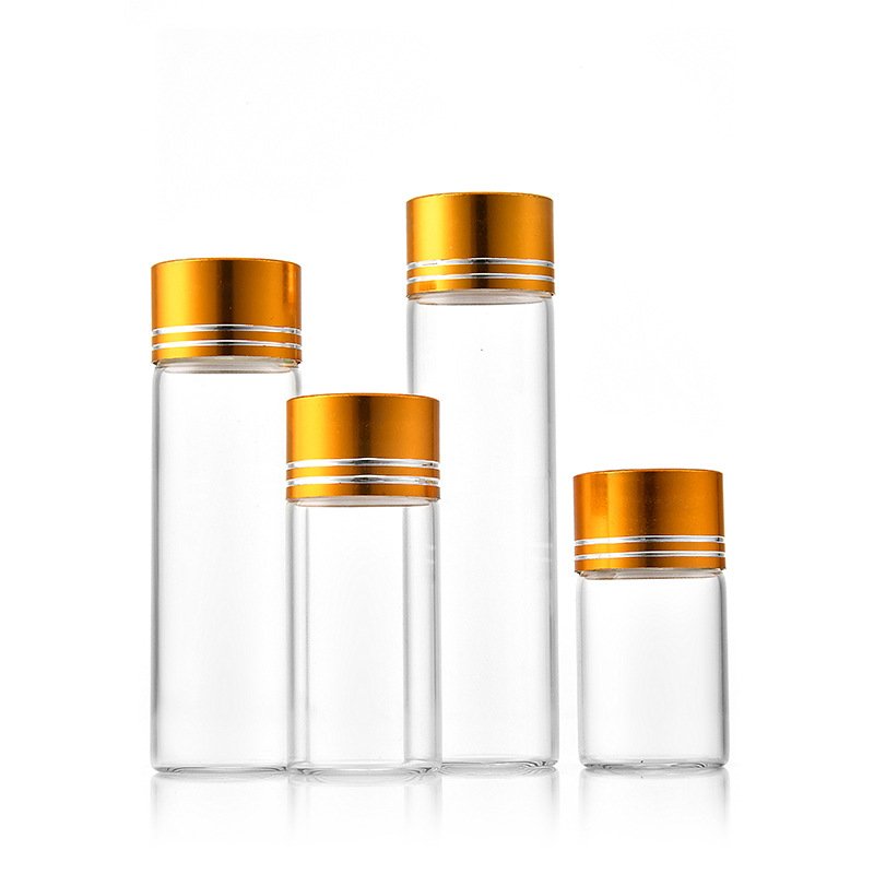 Screw tubes 22mm silver aluminum cap glass jars reagent tubes transparent dispenser bottle sample wishing bottle drift jars