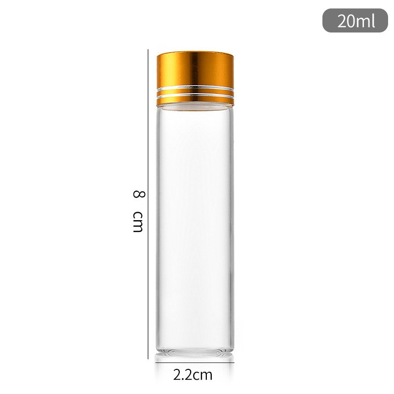 Screw tubes 22mm silver aluminum cap glass jars reagent tubes transparent dispenser bottle sample wishing bottle drift jars