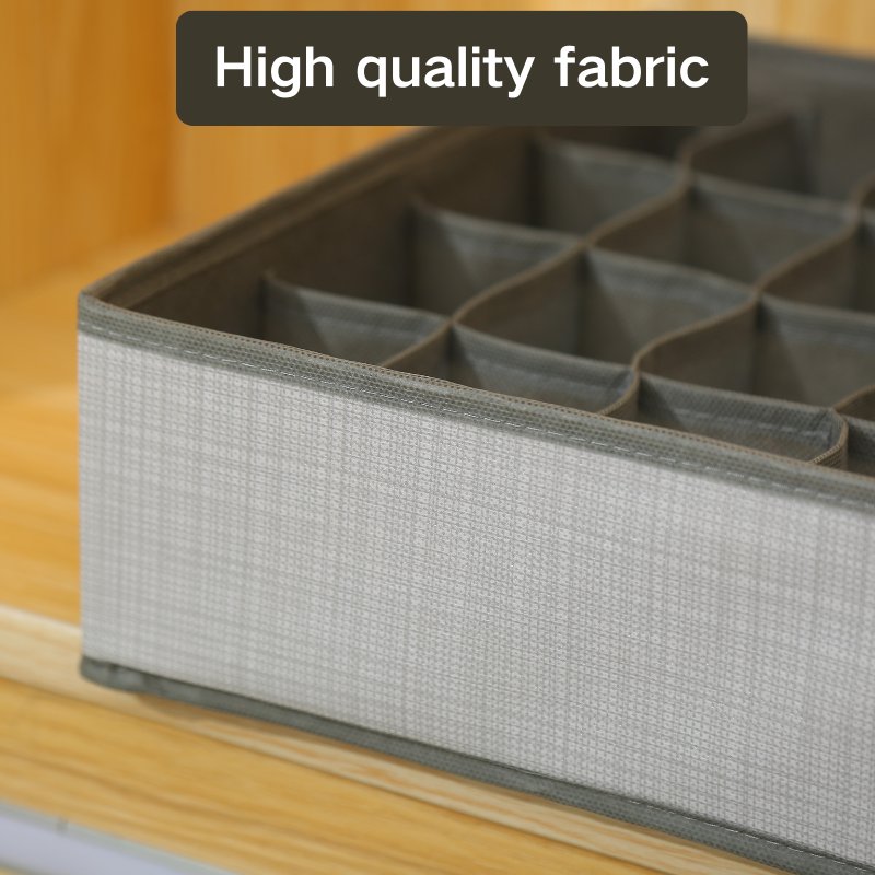 24 Compartment Fabric Storage Box Collapsible Closet Organizer Drawer for Handkerchief Sock Tie Wardrobe Organization