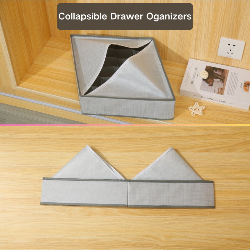 24 Compartment Fabric Storage Box Collapsible Closet Organizer Drawer for Handkerchief Sock Tie Wardrobe Organization