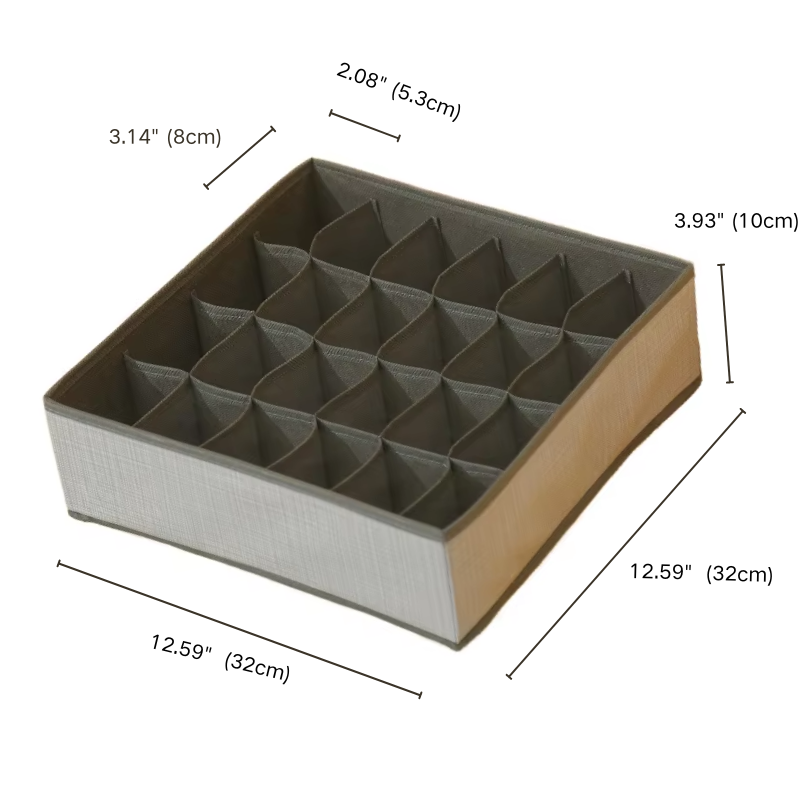 24 Compartment Fabric Storage Box Collapsible Closet Organizer Drawer for Handkerchief Sock Tie Wardrobe Organization