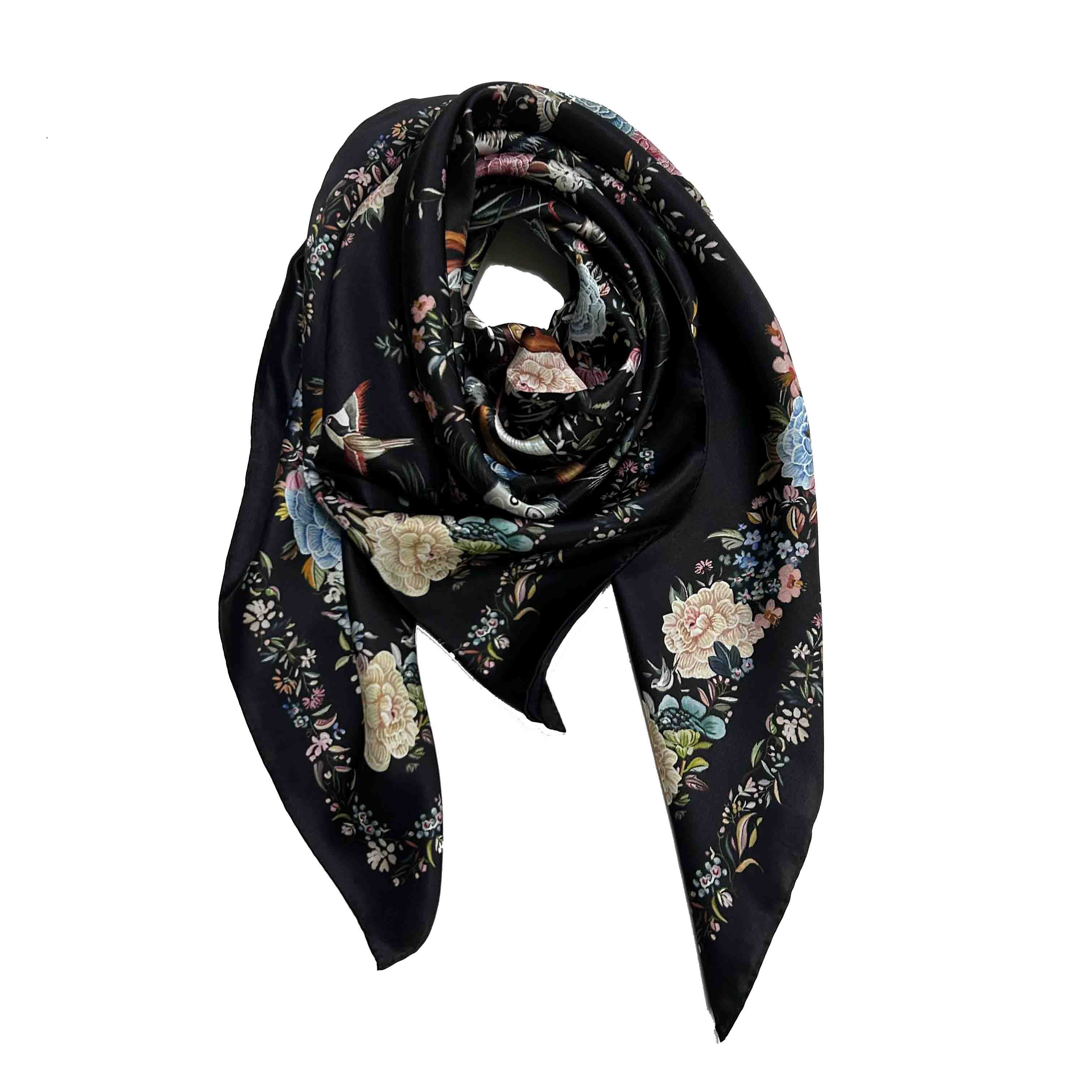 Plain Custom Logo Silk Scarves Digital Printed Woman Square Neck Scarf For Women