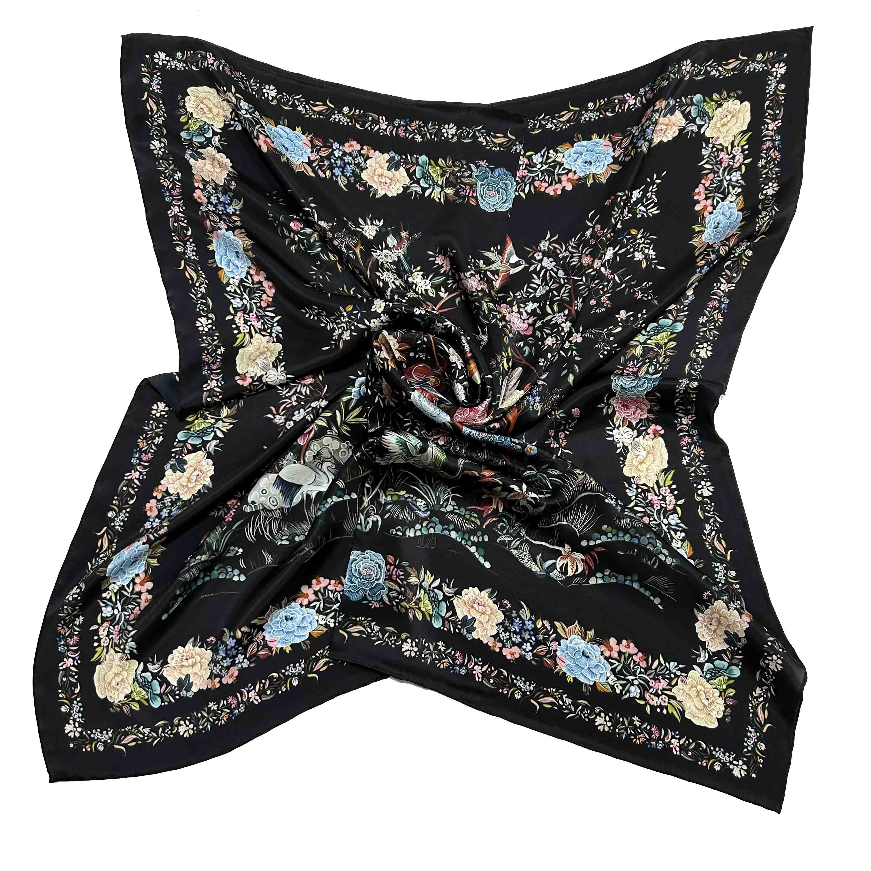 Plain Custom Logo Silk Scarves Digital Printed Woman Square Neck Scarf For Women