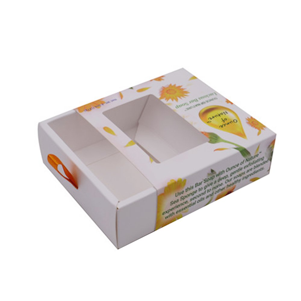 Free Design Washing Soap Bar Packaging Boxes Small Handmade Soap Bath Bombs Cosmetic Packaging Art Paper Box With PET Window