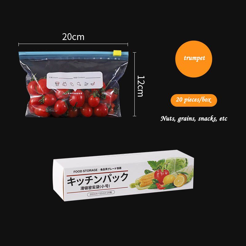 Food grade LDPE sealed bag refrigerator storage bag Vegetables and fruits self-sealing storage slip button bag household