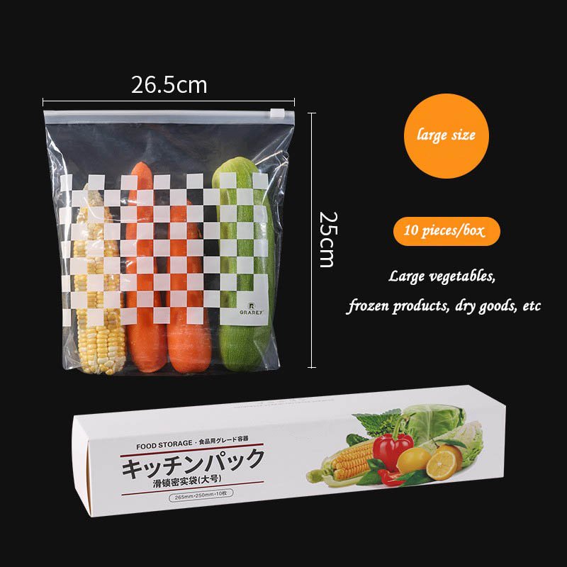 Food grade LDPE sealed bag refrigerator storage bag Vegetables and fruits self-sealing storage slip button bag household