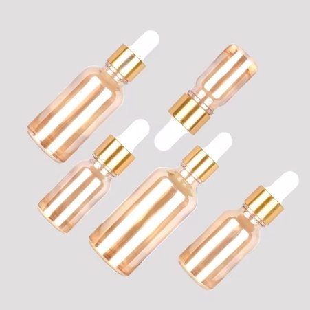 Hot Sale Custom Glass Essential Oil Dropper Bottles for Cosmetic Skin Care Pipette Container Packaging Amber Gold