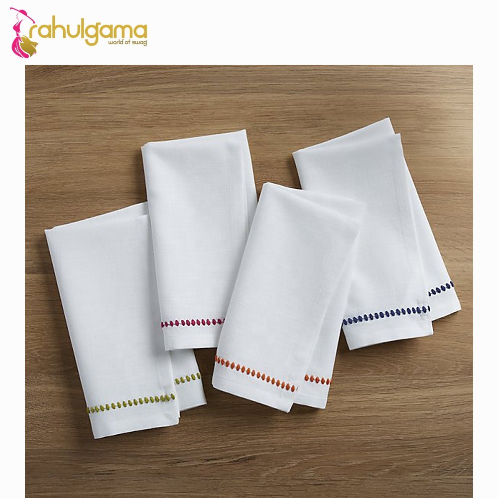 Custom 100% French Linen Table Napkin Stone Washed 100% Cotton Napkins for Kitchen Woven Printed Roll Pattern Disposable Towels