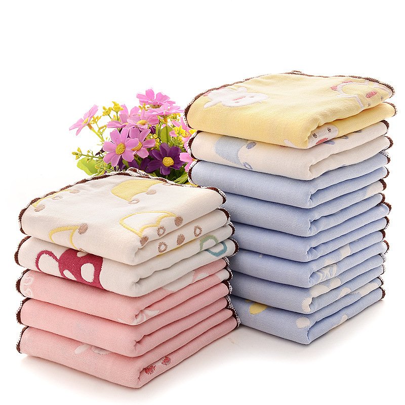 XIAOAO Jacquard pattern seersucker baby handkerchief with muliti colors face towel