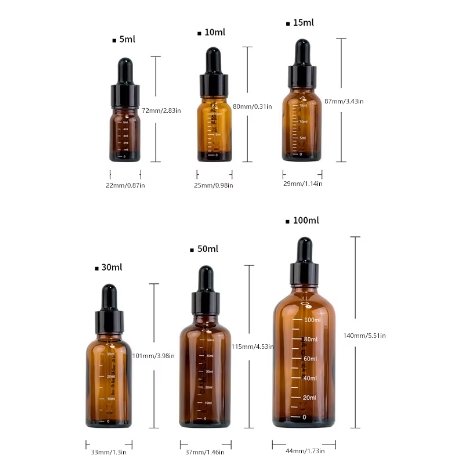 100ml Dropper Bottles With Scale Reagent Eye Drop Amber Glass Aromatherapy Liquid Pipette Bottle Refillable Bottles Travel