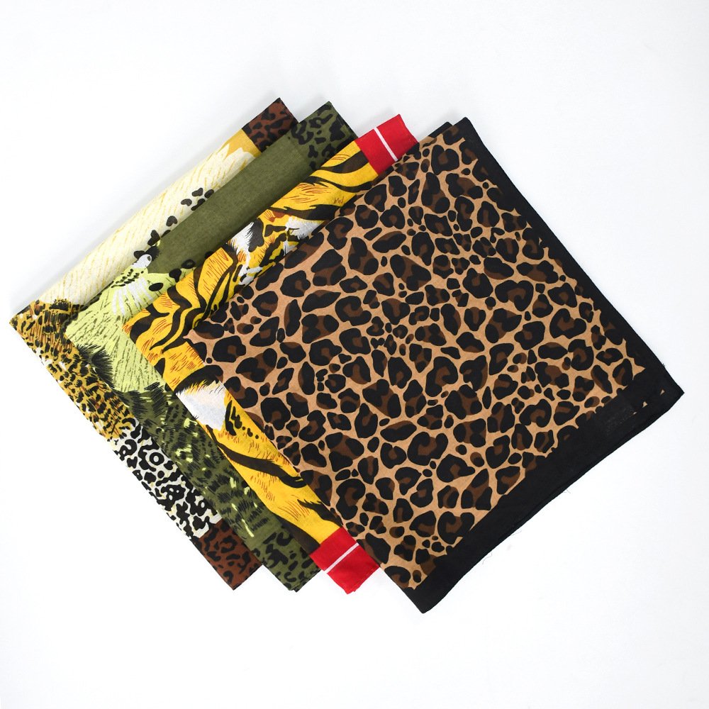 Wholesale Custom Digital Print Leopard Tiger Recycled Cowboy 100 Cotton Square Paisley Bandanas Scarf