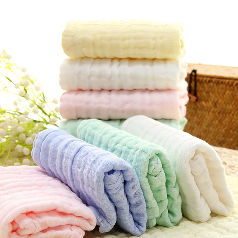 Soft Comfortable Stock Baby Muslin Burp Cloths Baby Wash Cloths with Sensitive Skin 6 Layer Cotton Face Towels Baby Bath Towel
