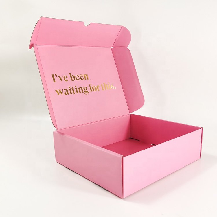 Eco Friendly Wholesale 6x6 6x9 10x15 15x15 Inch Hot Pink Widely Used Compostable Rigid Stripe Matte Shipping Box 12x12x12