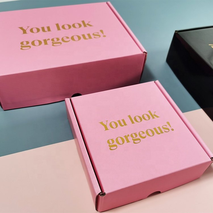 Eco Friendly Wholesale 6x6 6x9 10x15 15x15 Inch Hot Pink Widely Used Compostable Rigid Stripe Matte Shipping Box 12x12x12