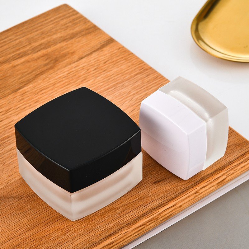 Square Face Cream Bottle 20g 50g Frosted Eye Cream Glass Empty Bottle Cosmetic Packaging Jar