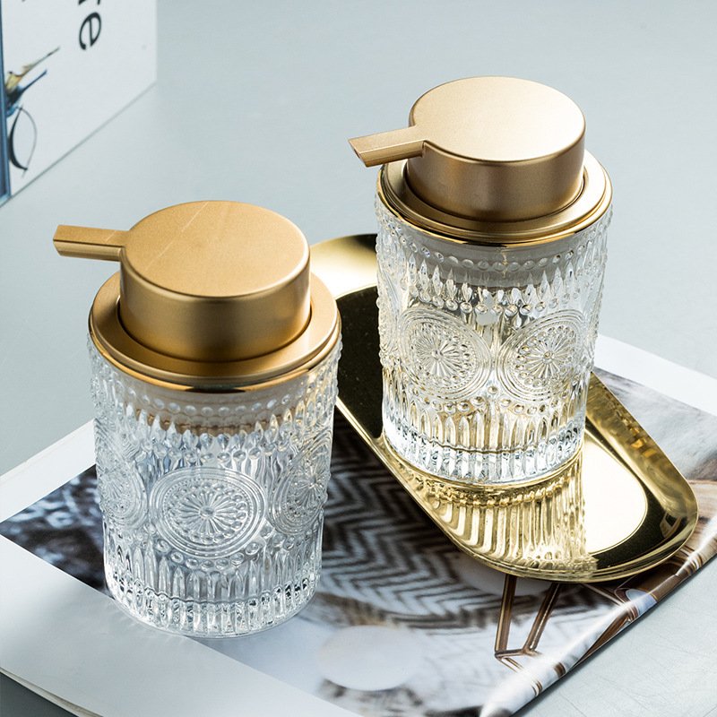 Light luxury ins bathroom glass hand sanitizer bottle Hotel Shampoo shower gel press bottle household lotion bottle