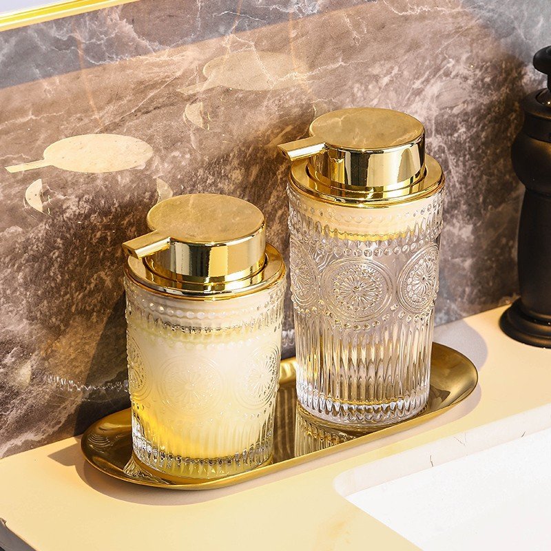 Light luxury ins bathroom glass hand sanitizer bottle Hotel Shampoo shower gel press bottle household lotion bottle