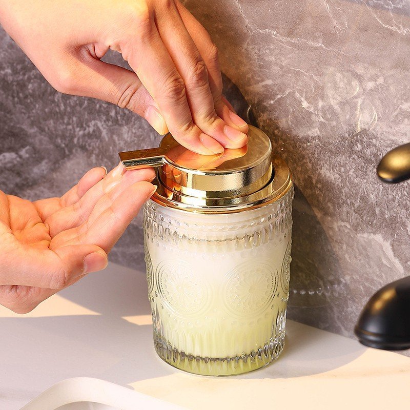 Light luxury ins bathroom glass hand sanitizer bottle Hotel Shampoo shower gel press bottle household lotion bottle