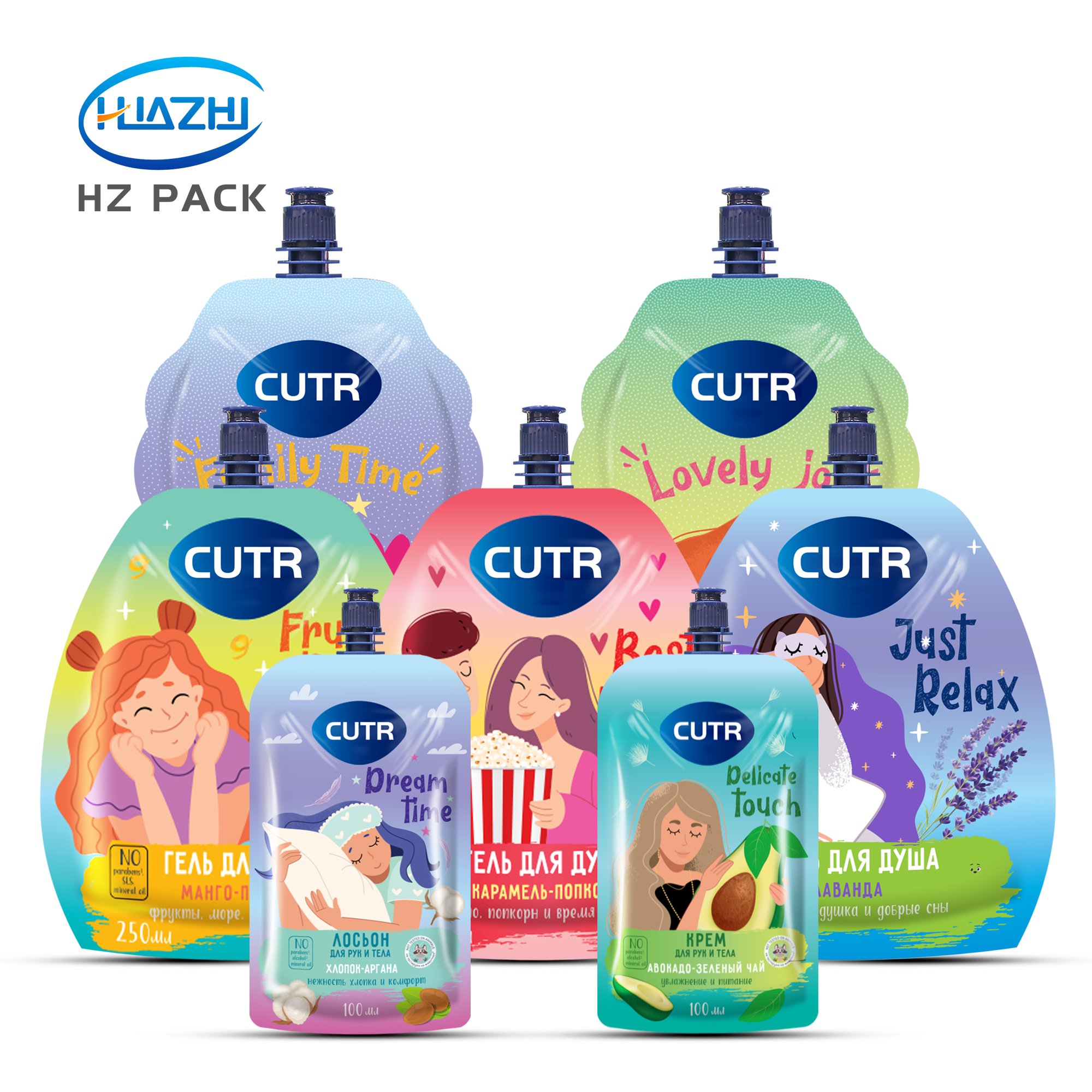 custom printing liquid soap doypack liquid Shampoo Sunscreen stand up pouches laundry detergent packaging spout bag with handle