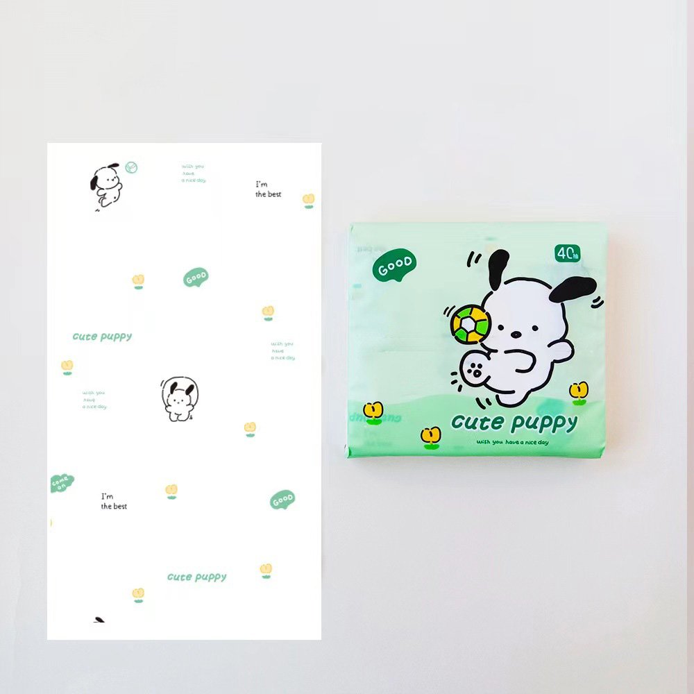 FSC New Mini Portable Facial Tissues Wood Pulp Sport Dog Printed Soft 40 Pull Cute Cartoon Handkerchief Pocket Tissue