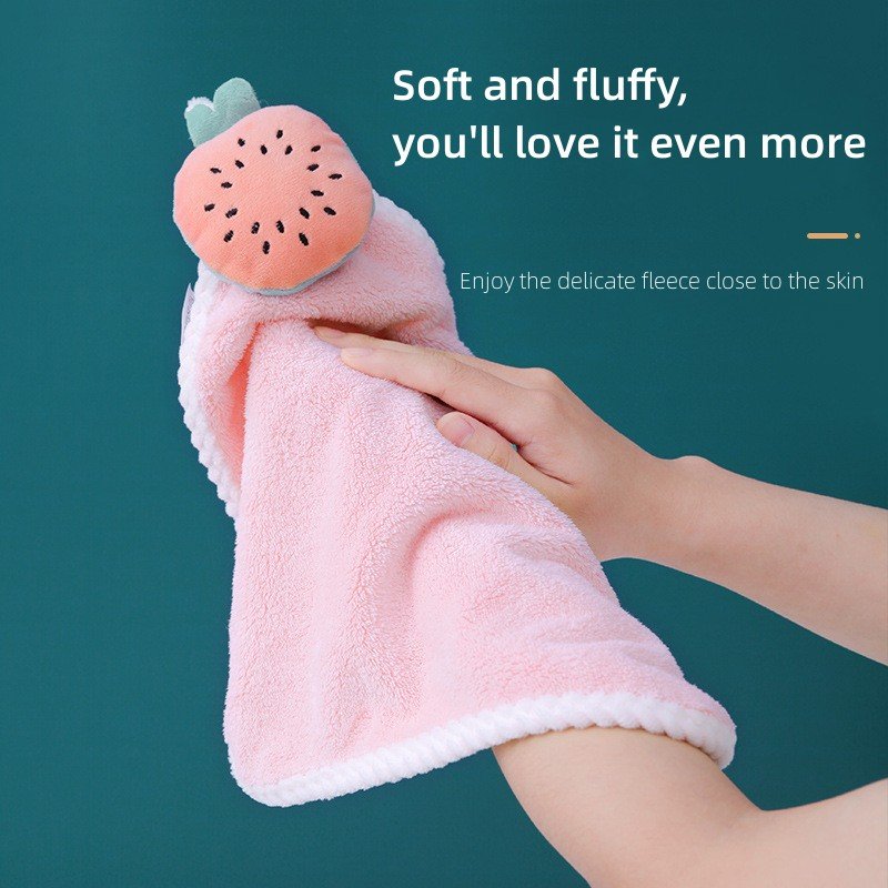 Wholesales microfiber handkerchief absorbent coral fleece hanging hand towel cartoon animal hand towel for Kitchen Bathroom
