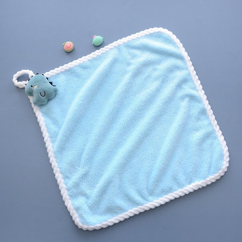 Wholesales microfiber handkerchief absorbent coral fleece hanging hand towel cartoon animal hand towel for Kitchen Bathroom