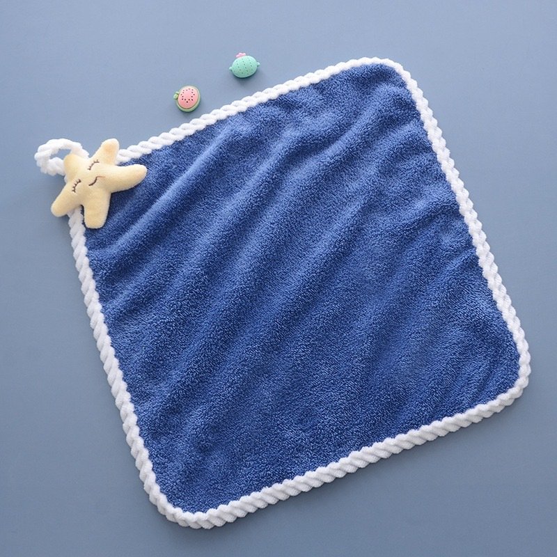 Wholesales microfiber handkerchief absorbent coral fleece hanging hand towel cartoon animal hand towel for Kitchen Bathroom