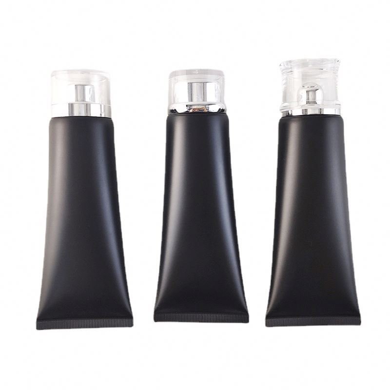 50ML 100ML 200MLEmpty Matte Black Soft Tubes Refillable Plastic Lotion Squeeze Cosmetic Packaging Cream Tube Flip Lids Container