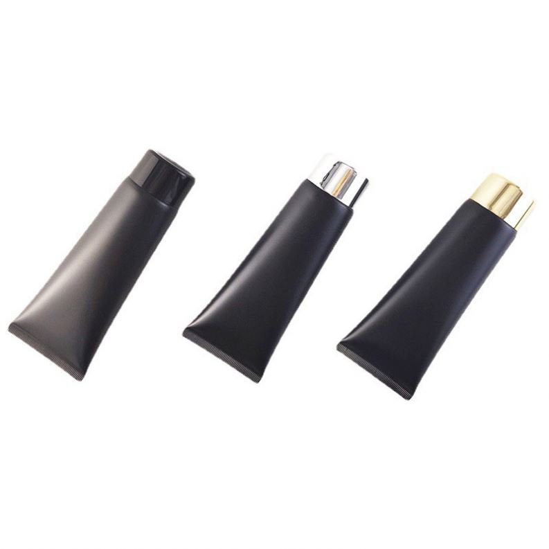 50ML 100ML 200MLEmpty Matte Black Soft Tubes Refillable Plastic Lotion Squeeze Cosmetic Packaging Cream Tube Flip Lids Container