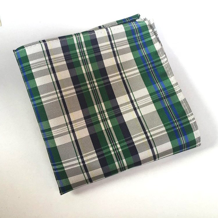 Factory cheap lot stock premium luxury handkerchief polyester plaid pocket squares for men adult striped handkerchiefs