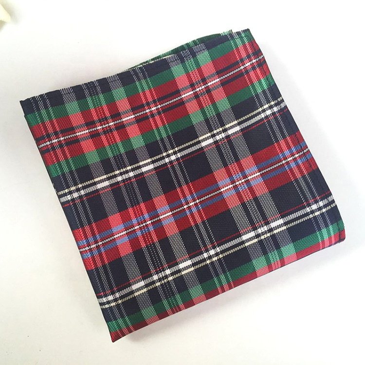 Factory cheap lot stock premium luxury handkerchief polyester plaid pocket squares for men adult striped handkerchiefs
