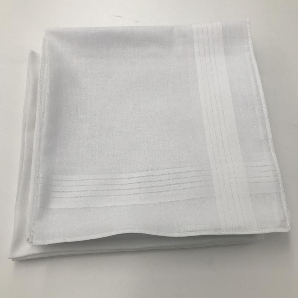 Customized Size 100% Cotton Pocket Hankie /men's Handkerchiefs With High Quality Satin Cotton Full White Handkerchief