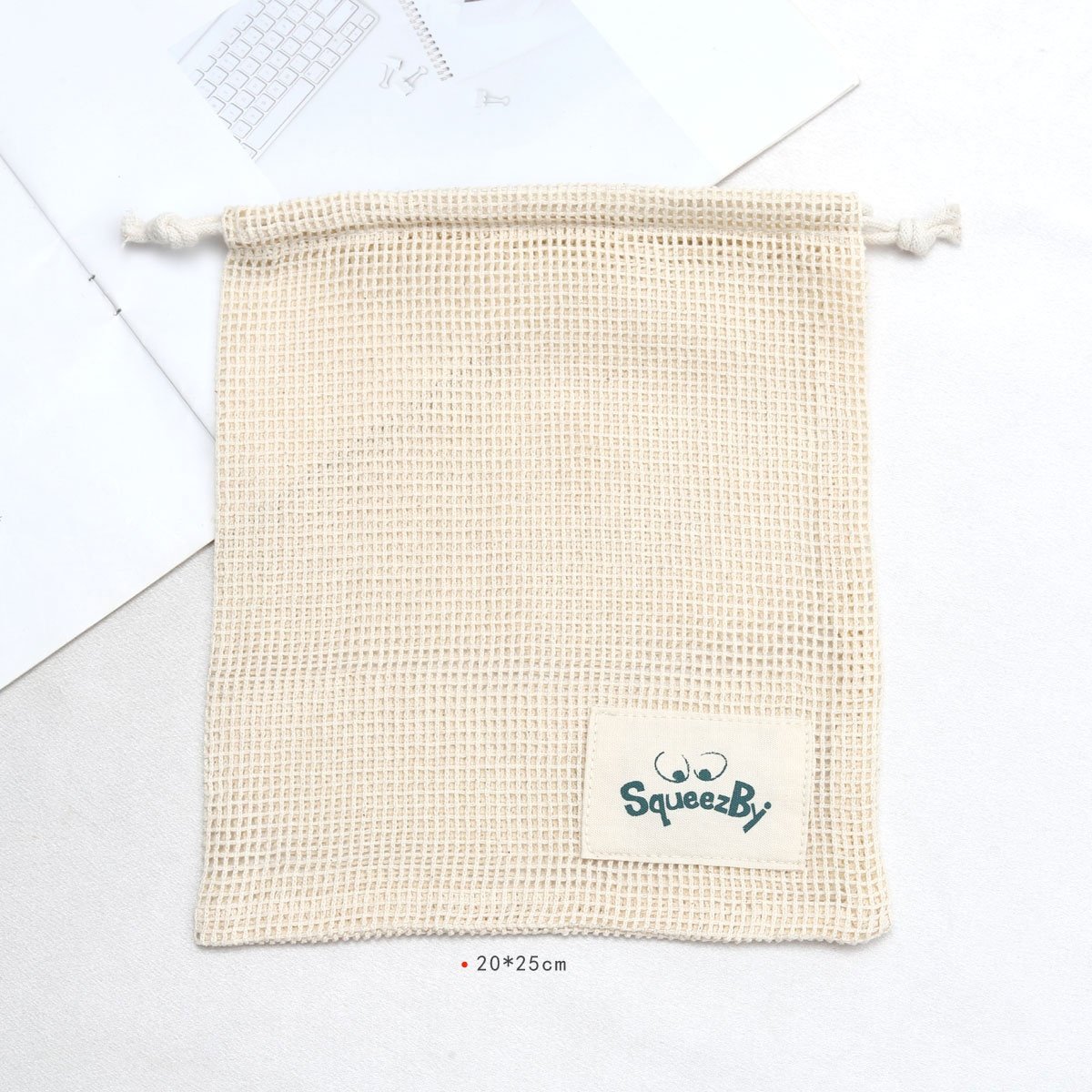 Eco-Friendly Reusable Cotton Mesh Pouch Custom Logo Printed Clothes Lingerie Dust Gift Packaging Pouch Drawstring Soft Mesh Bag