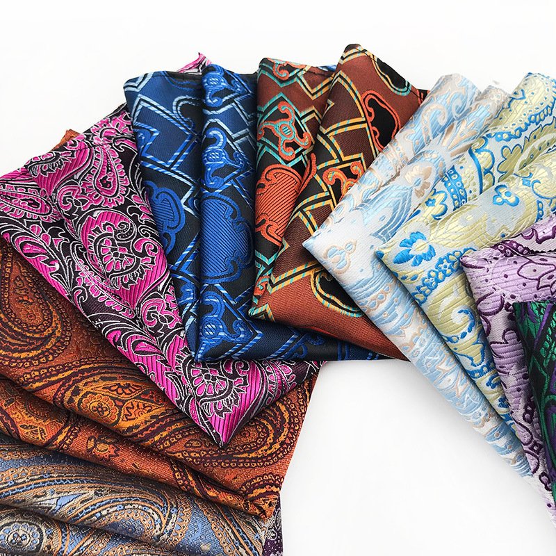 Wholesale Custom Pocket Square Print Classic Vintage Floral Paisley Cotton Handkerchief For Women