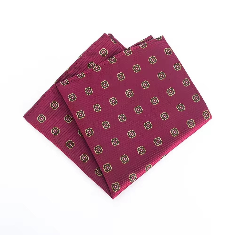 factory customized wholesale fashion high quality red dot twill pocket square handkerchief for man woman evening party