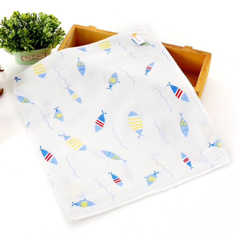 Combed Cotton Four Layer Gauze Thin Square Towel Gauze Children's Saliva Towel Newborn Handkerchief Small Square Towel