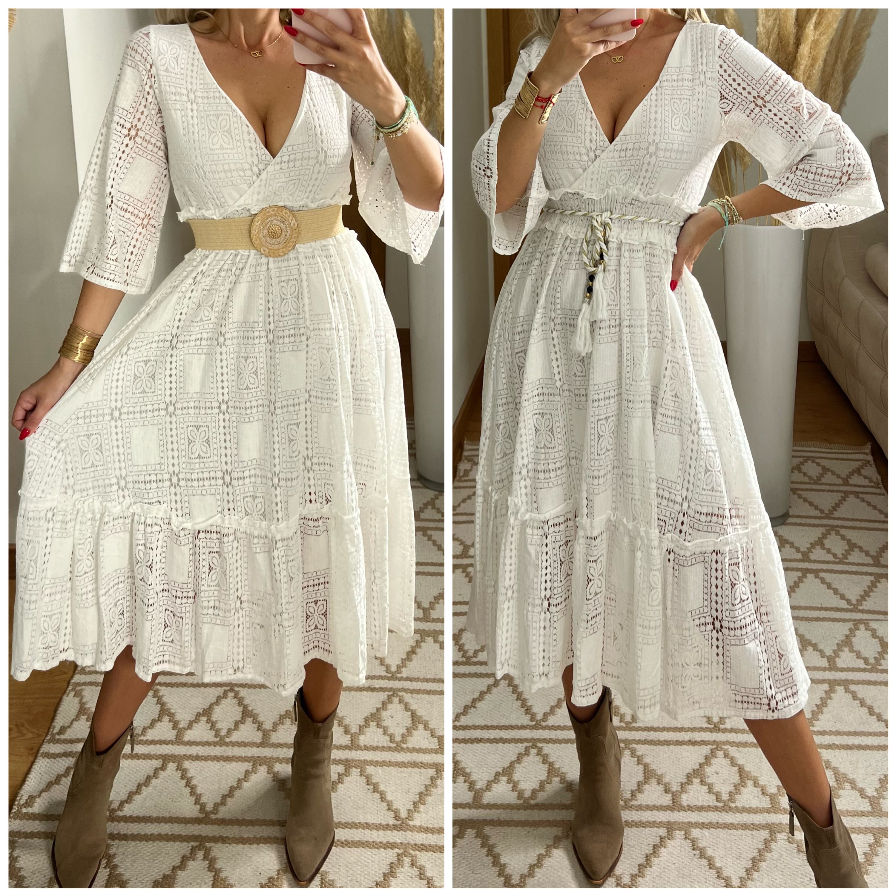 Casual Beautiful Looking Wear Bohemian Vintage Mini Boho Maxi Midi Wedding Adjustable Cotton Dress for women Girl and Brides set