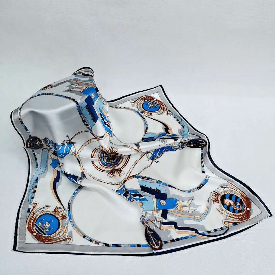 Ladies silk scarf digital printing pattern satin silk custom printing handkerchief summer headscarf wholesale custom square