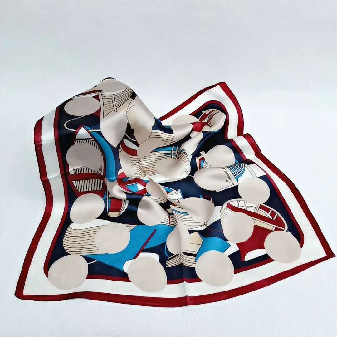 Ladies silk scarf digital printing pattern satin silk custom printing handkerchief summer headscarf wholesale custom square